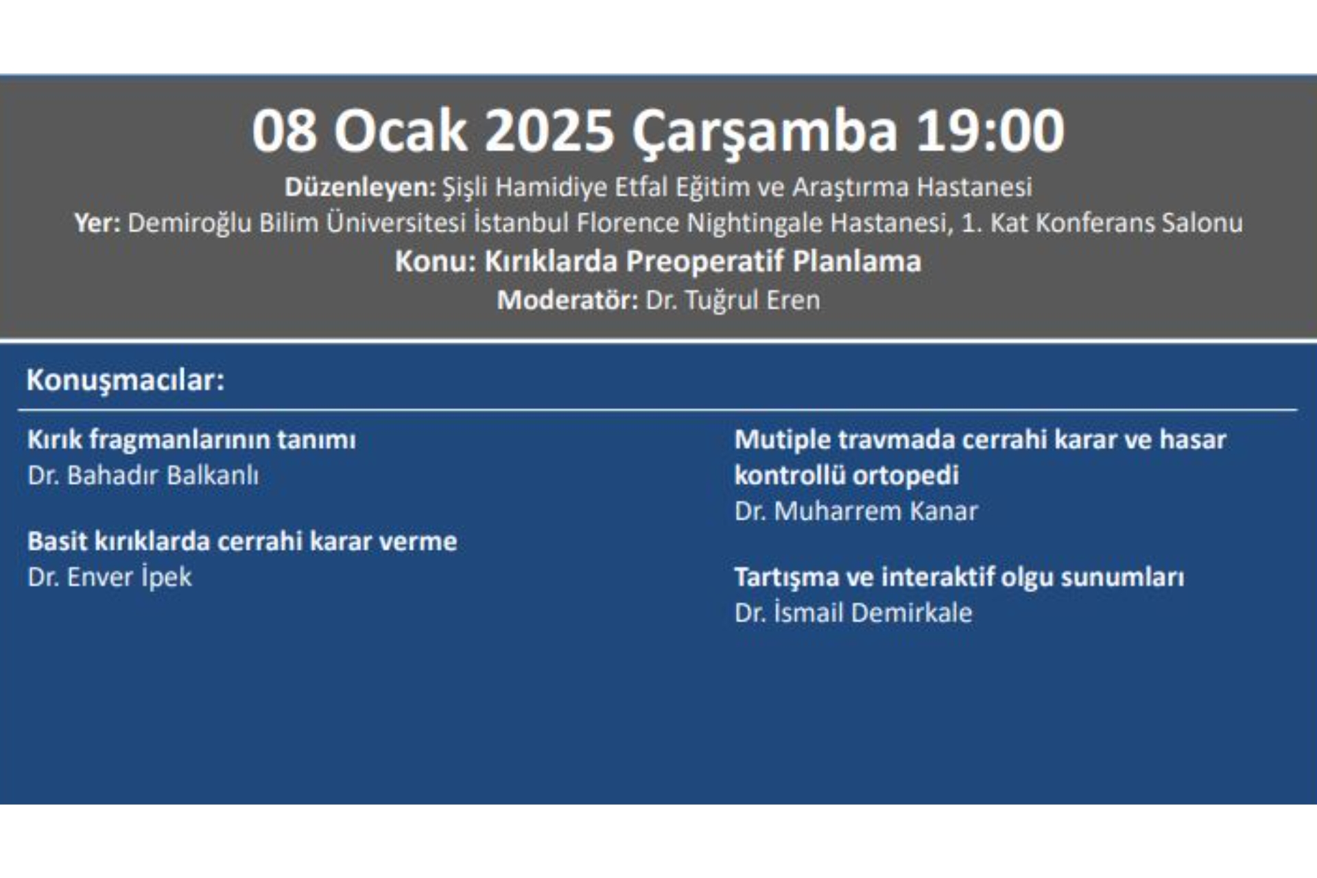 08.01.2025 Totder Travma - ''Kırıklarda Preoperatif Planlama''  Şişli Hamidiye Etfal Eğitim Ve Araştırma Hastanesi Ortopedi Ve Travmatoloji Kliniği