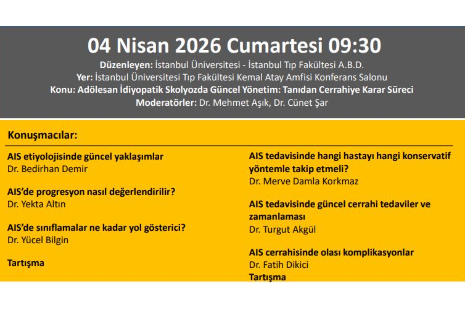 TOTDER SET - ''Adölesan İdiyopatik Skolyozda Güncel Yönetim: Tanıdan Cerrahiye Karar Süreci''